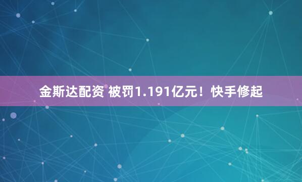 金斯达配资 被罚1.191亿元！快手修起