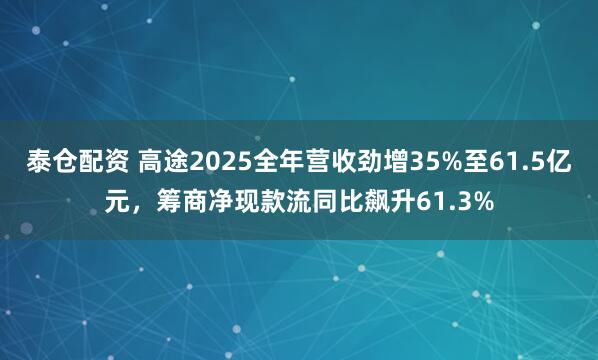 泰仓配资 高途2025全年营收劲增35%至61.5亿元,筹商净现款流同比飙升61.3%