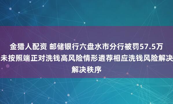 金猎人配资 邮储银行六盘水市分行被罚57.5万元：未按照端正对洗钱高风险情形遴荐相应洗钱风险解决秩序