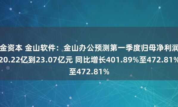 瑞金资本 金山软件：金山办公预测第一季度归母净利润约20.22亿到23.07亿元 同比增长401.89%至472.81%