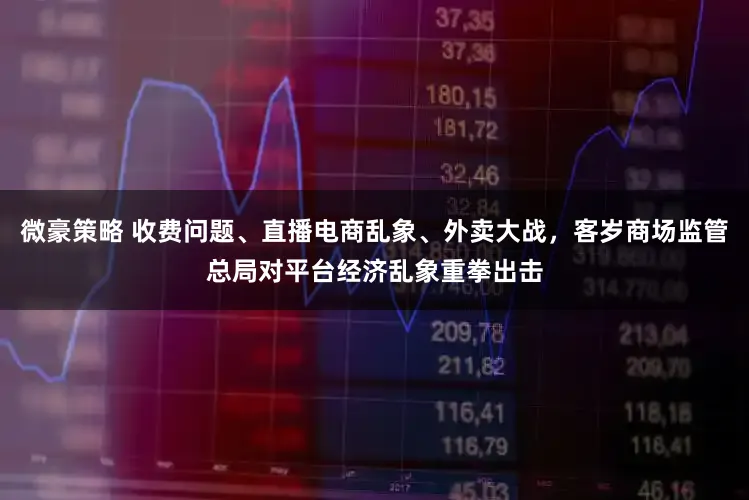 微豪策略 收费问题、直播电商乱象、外卖大战，客岁商场监管总局对平台经济乱象重拳出击